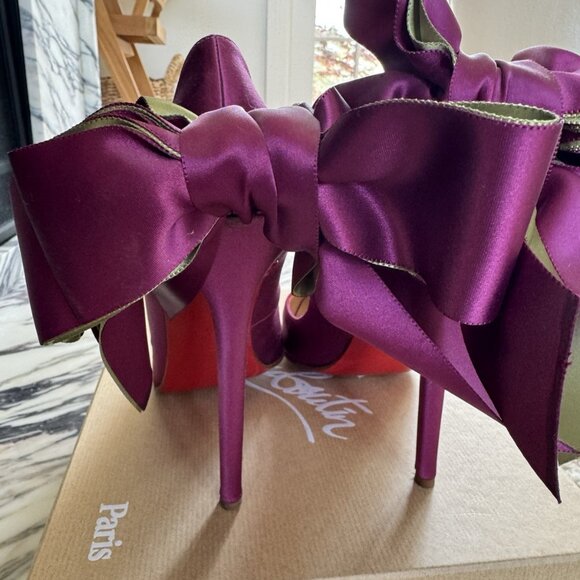 Christian Louboutin Fuschia Satin Anemone Stiletto Heels - Picture 6 of 15